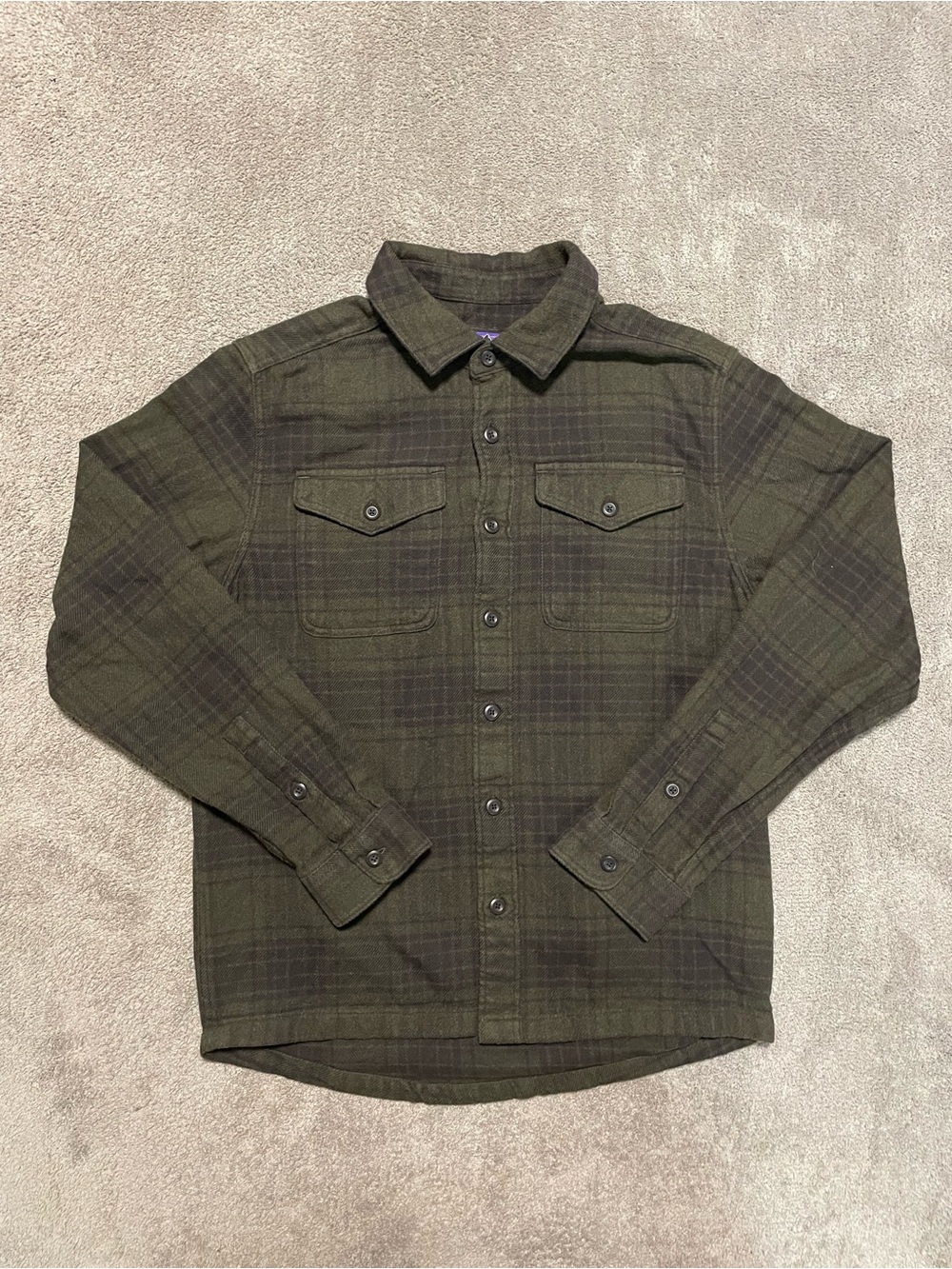 Patagonia Flannel Shirt Mens S 100% Organic Cotton Plaid Green LS
